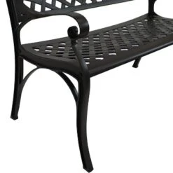 Sunnydaze Decor Sunnydaze 2-Person Checkered Design Cast Aluminum Outdoor Patio Bench, Black -VIDAXL Sale Store GUEST 8ec27dba f691 4ccd b2a2 32a2836ff0b6