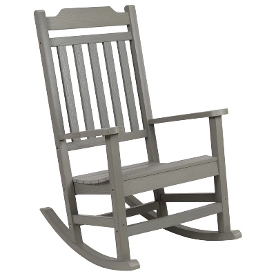 Emma And Oliver All-Weather Rocking Chair In Faux Wood - Patio And Backyard Furniture 11 Emma And Oliver All-Weather Rocking Chair In Faux Wood - Patio And Backyard Furniture - Image 11