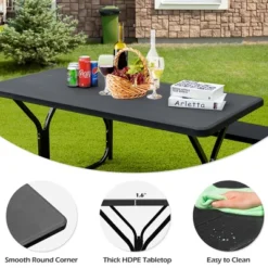 Costway Picnic Table Bench Set Outdoor Backyard Patio Garden Party Dining All Weather Black 11 Costway Picnic Table Bench Set Outdoor Backyard Patio Garden Party Dining All Weather Black -VIDAXL Sale Store GUEST 8f76d349 c40f 4c4b aba3 2f67ee642fc3