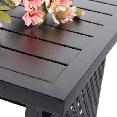 3pc Wrought Iron Patio Dining Set With Square Table With Umbrella Hole & Swivel Chairs - Captiva Designs 9 3pc Wrought Iron Patio Dining Set With Square Table With Umbrella Hole & Swivel Chairs - Captiva Designs - Image 9