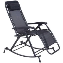 Outsunny Zero Gravity Reclining Rocking Chair, Lounge Rocker, Folding, Pillow, Side Tray, Cup And Phone Holder -VIDAXL Sale Store GUEST 8fa27118 2b85 41e1 b853 f5706f259306