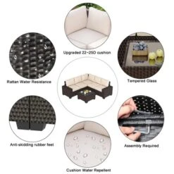 Homfan Patio Furniture Sets 6 Pieces Outdoor All-Weather Sectional Patio Sofa Set Rattan Weaving Wicker Patio Conversation Couch Set With Glass Table -VIDAXL Sale Store GUEST 9011c0aa f57d 4f3c 98ee 193394646cca