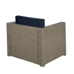 6pc Outdoor Rattan Wicker Set With Sectional, Chairs, Accent Table & Ottoman - Gray/Navy - GODEER -VIDAXL Sale Store GUEST 90124ec3 f9c7 4210 acf2 8fa52cc6b316