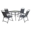 5pc Outdoor Steel Dining Set With Folding Chairs & Square Glass Table Top Gray - Crestlive Products -VIDAXL Sale Store GUEST 90c63ef4 871a 4e84 bd8f 75fc0760ffbc