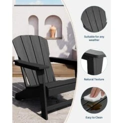 Coucheta Modern HDPE Plastic Adirondack Chair, Oversize Weather Resistant Firepit Chair With Wooden Textured For Garden, Backyard, Lawn, Deck, Pool -VIDAXL Sale Store GUEST 90d34404 ad45 45ab 9f37 97a2cea44a7c