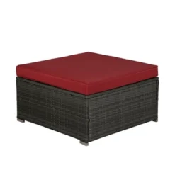 4pc Outdoor Wicker Conversation Set - Red/Brown - GODEER -VIDAXL Sale Store GUEST 90d928bc 0069 4e0b 927a c737845120c6