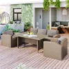 4pc Outdoor Wicker Conversation Set With Cushions - Gray - GODEER -VIDAXL Sale Store GUEST 911ab54a 5f8e 4d64 b7f9 4d833eda12c1