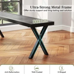 Costway 1/2 PCS 54" Patio Metal Bench With Slatted Seat & X Legs Backless Loveseat For Yard -VIDAXL Sale Store GUEST 925fb8e2 4a4f 4990 9033 33cefafd820a