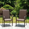 5pc Patio Dining Set With Rattan Arm Chairs & Square Steel Table - Captiva Designs