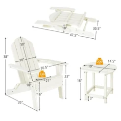 Tangkula Patio 2PCS Adirondack Chair Side Table Set Outdoor Chair Set With End Table Weather Resistant Cup Holder For Backyard Garden White -VIDAXL Sale Store GUEST 939e5778 f3ed 4e41 b580 c418a717852c