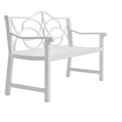 Outdoor Garden Bench Patio Seat Park Bench Armchair With Durable Metal Frame, White - ModernLuxe