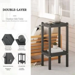 WestinTrends Malibu 36" All Weather HDPE Outdoor Patio Two Shelf Side Table -VIDAXL Sale Store GUEST 95e462c9 4357 47c8 a20d a353d1c13e7d