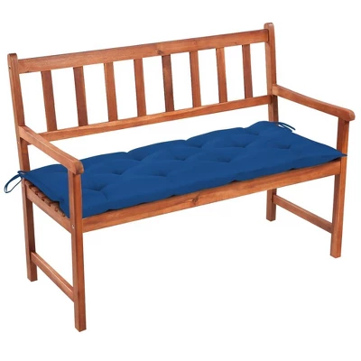 VidaXL Outdoor Patio Bench Wooden Garden Bench With Cushion Solid Wood Acacia - Blue 47.2" X 19.7" X 2.8" 1 VidaXL Outdoor Patio Bench Wooden Garden Bench With Cushion Solid Wood Acacia - Blue 47.2" X 19.7" X 2.8"