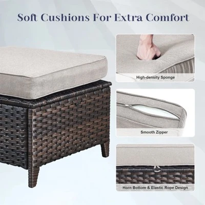 Belord 4 Piece Patio Furniture Set With Swivel Chairs And Ottomans, High Back Deep Seat Cushioned Wicker Swivel Patio Chairs Set Of 2 With Ottoman 6 Belord 4 Piece Patio Furniture Set With Swivel Chairs And Ottomans, High Back Deep Seat Cushioned Wicker Swivel Patio Chairs Set Of 2 With Ottoman - Image 6