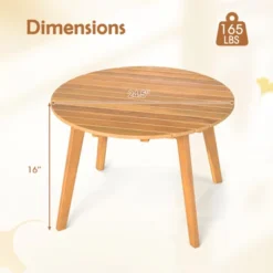 Tangkula Outdoor Acacia Wood Side Table Patio 24.5" Round End Table W/ Slatted Tabletop -VIDAXL Sale Store GUEST 9740c764 acfc 43fd 994e 9d158276230e