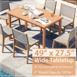 Costway Patio Rectangle Dining Table Teak Wood Spacious Slatted Tabletop Outdoor Up To 6 -VIDAXL Sale Store GUEST 977520ae 01f6 4a9c 951b 9ee4d13b061a