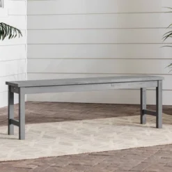 Featured Products 3 Ravenscroft Modern Boho Acacia Wood Slat Top Outdoor Dining Bench - Gray Wash - Saracina Home