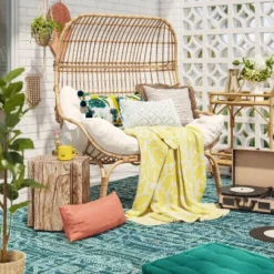 Wicker & Metal Outdoor Patio Chair, Egg Chair Natural - Threshold™ Designed With Studio McGee -VIDAXL Sale Store GUEST 98121453 7012 488d ba4f 18f874372531