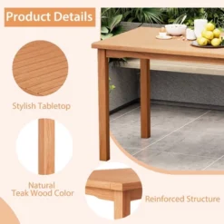 Costway Patio Rectangle Dining Table Teak Wood Spacious Slatted Tabletop Outdoor Up To 6 -VIDAXL Sale Store GUEST 9823ff5d 48df 40d7 bb1a 0ccff6c5785a