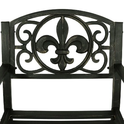 Sunnydaze Decor Sunnydaze Traditional Fleur-de-Lis Design Cast Iron And Steel Outdoor Rocking Chair 2 Sunnydaze Decor Sunnydaze Traditional Fleur-de-Lis Design Cast Iron And Steel Outdoor Rocking Chair - Image 2