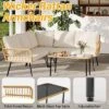 4 Pieces Outdoor Patio Furniture Set, All-Weather Wicker Rattan Sectional L-Shaped Set With Glass Top Coffee Table & Cushioned Chairs 25 4 Pieces Outdoor Patio Furniture Set, All-Weather Wicker Rattan Sectional L-Shaped Set With Glass Top Coffee Table & Cushioned Chairs -VIDAXL Sale Store GUEST 985aad20 d92e 4b23 bdba 01659220c76a