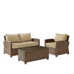 Bradenton 3pc Outdoor Conversation Set With Loveseat & Armchair With Coffee Table - Crosley -VIDAXL Sale Store GUEST 98b57eb8 148d 4c2d 843a 379cab4ec57f