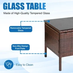 FDW 3-Piece Outdoor Wicker Conversation Bistro Set Rattan Wicker Patio Furniture Set With Cushions And Tempered Glass Table -VIDAXL Sale Store GUEST 98f5434b 5c18 47c9 ac3d 75b7dda2e72c