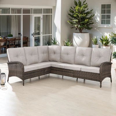 POCASSY Outdoor Sectional Sofa, L Shaped Sectional Couch With All Weather Wicker And Olefin Fabric Cushion Cover, 2 Pieces Sectional Sofa For Balcony 8 POCASSY Outdoor Sectional Sofa, L Shaped Sectional Couch With All Weather Wicker And Olefin Fabric Cushion Cover, 2 Pieces Sectional Sofa For Balcony - Image 8