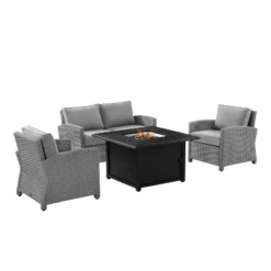 Bradenton 4pc Wicker Seating Set With Fire Table - Crosley -VIDAXL Sale Store GUEST 99808cea eeaf 48b9 94b4 0f9fb9704b20
