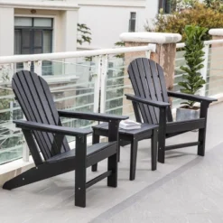 Decksplore 3-Piece Patio Adirondack Chairs Set,Outdoor Furniture With Coffee Table For Patio, Lawn, Garden Pool And Deck