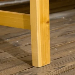 Outsunny Three-Seater Outdoor Patio Bench, Three-Person Wooden Bench With Wingback Backrest And Armrests, Slatted Seat, Natural -VIDAXL Sale Store GUEST 9af1a63f c17f 4a17 bef2 d1ecc2d672aa