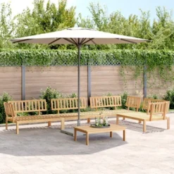 VidaXL - 5 Piece Patio Pallet Sofa Set - Solid Acacia Wood Garden Outdoor Furniture - Modular Design - 1 Table 4 Sofas