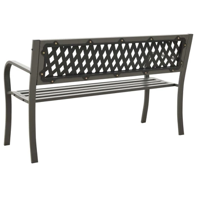 VidaXL Outdoor Patio Bench Garden Park Steel Bench - Gray 49.2" Diamond 3 VidaXL Outdoor Patio Bench Garden Park Steel Bench - Gray 49.2" Diamond - Image 3