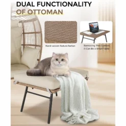 Egg Chair With Footrest, Wicker Patio Lounger With Ottoman, Oversized Rattan Egg Shaped Chair With Leg For Indoor Outdoor -VIDAXL Sale Store GUEST 9bbe3e1f 801d 4852 a04c 916f3f26e47b