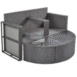 2pc Outdoor Wicker Conversation Sectional Set With Cushions & Half-Moon Side Table For Umbrella - Gray - GODEER 23 2pc Outdoor Wicker Conversation Sectional Set With Cushions & Half-Moon Side Table For Umbrella - Gray - GODEER -VIDAXL Sale Store GUEST 9bcc78d6 6edb 4a36 b0e0 18f2e7e32273