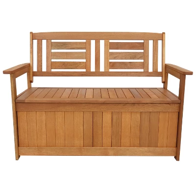 Sunnydaze Decor Sunnydaze Outdoor Meranti Wood With Teak Oil Finish 2-Person Garden Storage Bench Seat - 47" - Brown 10 Sunnydaze Decor Sunnydaze Outdoor Meranti Wood With Teak Oil Finish 2-Person Garden Storage Bench Seat - 47" - Brown - Image 10