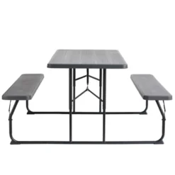 Gardenised Gray Outdoor Foldable Woodgrain Portable Picnic Table Set, 5 Feet Long -VIDAXL Sale Store GUEST 9db5fe36 e655 433c a673 41d67c57e803