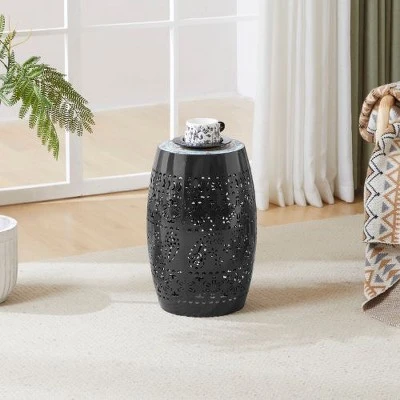 Mosaic Patio Side Table With Roman-patterned Ceramic Tile Top And Iron Frame, Outdoor End Table For Patio -Christopher Knight Home 9 Mosaic Patio Side Table With Roman-patterned Ceramic Tile Top And Iron Frame, Outdoor End Table For Patio -Christopher Knight Home - Image 9