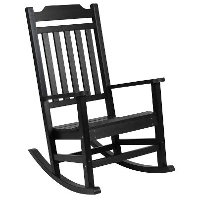 Emma And Oliver All-Weather Rocking Chair In Faux Wood - Patio And Backyard Furniture 12 Emma And Oliver All-Weather Rocking Chair In Faux Wood - Patio And Backyard Furniture - Image 12