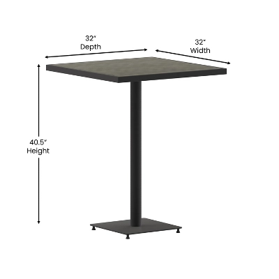 Flash Furniture Lark Commercial Grade 32" Square Outdoor Bar Height Table With Poly Resin Slats 6 Flash Furniture Lark Commercial Grade 32" Square Outdoor Bar Height Table With Poly Resin Slats - Image 6