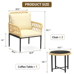 Bistro Set, All-Weather Wicker Patio Conversation Set, Outdoor Sectional Furniture Chairs With Coffee Table & Cushions -VIDAXL Sale Store GUEST 9f8125ed 3f72 4f81 a7bb 2b6f8641edb0