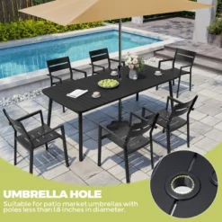 Pellebant Outdoor Dining Table Durable WPC Tabletop Aluminum Frame Patio Dining Table For Backyards Poolside Gardens -VIDAXL Sale Store GUEST 9fd1d9c3 bc04 400e b070 7e307994b544