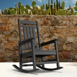 Hyleory HDPE Patio Rocking Adirondack Chair, Extra Wide Outdoor Chair For All Seasons
