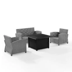 Bradenton 4pc Wicker Seating Set With Fire Table - Crosley -VIDAXL Sale Store GUEST 9fe3eb53 e166 4b54 9459 00beb7106466