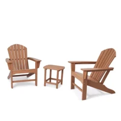 3pk Seating Set With Plastic Resin Adirondack Chairs & Side Table - EDYO LIVING -VIDAXL Sale Store GUEST 9feb9fc3 c75a 4ed1 9be5 7c1831c7f3ea