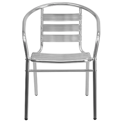 Emma And Oliver Aluminum Indoor-Outdoor Stack Chair With Triple Slat Back And Arms 8 Emma And Oliver Aluminum Indoor-Outdoor Stack Chair With Triple Slat Back And Arms - Image 8
