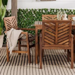 7pc Slatted Chevron Acacia Patio Dining Set - Saracina Home -VIDAXL Sale Store GUEST a03b2e41 9299 4237 9dcd 98c1686e592c