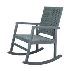 Ned Modern Chevron-Back Acacia Wood Patio Outdoor Rocking Chair - JONATHAN Y -VIDAXL Sale Store GUEST a138d497 6d98 4184 a723 e9ada2c12d30