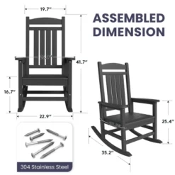 Hyleory HDPE Patio Rocking Adirondack Chair, Extra Wide Outdoor Chair For All Seasons -VIDAXL Sale Store GUEST a1c5fd2c b6e3 47ff 9d66 c74ecab0eae7