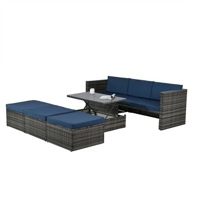 ELJGET 5-Piece Outdoor Patio Furniture Sets, Outdoor Wicker Sectional Sets With Storage Table, Cushions And Pillows For Garden, Balcony, Lawn 7 ELJGET 5-Piece Outdoor Patio Furniture Sets, Outdoor Wicker Sectional Sets With Storage Table, Cushions And Pillows For Garden, Balcony, Lawn - Image 7